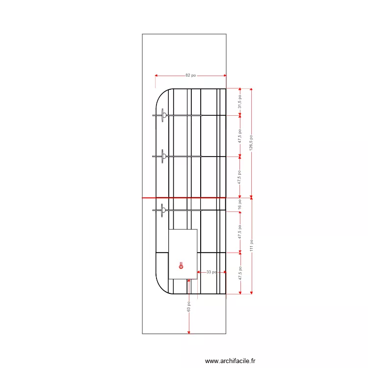 Mur N et O menuiser. Plan de 