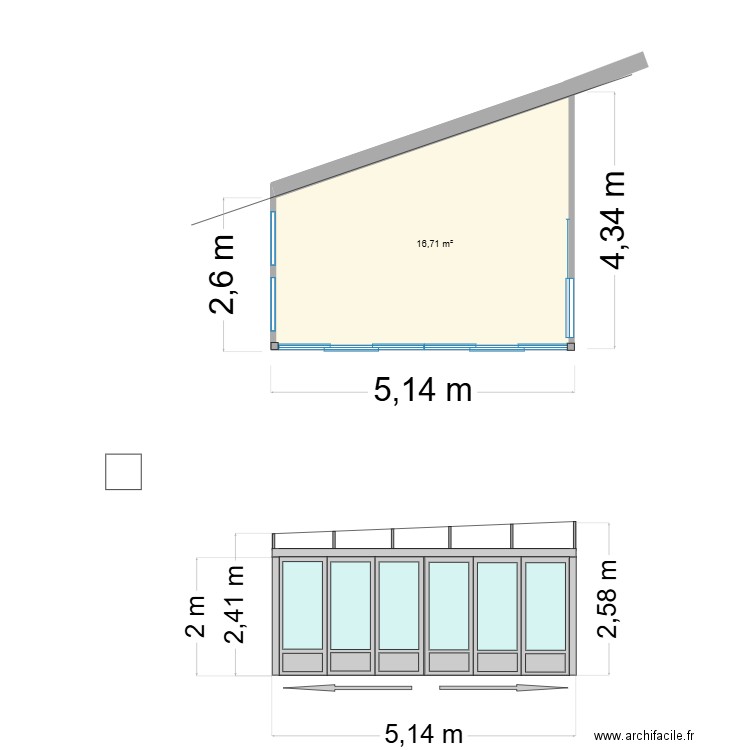 SOLER Pergola. Plan de 1 pièce et 17 m2