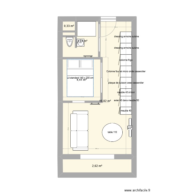 FLAINE N° 5. Plan de 5 pièces et 27 m2