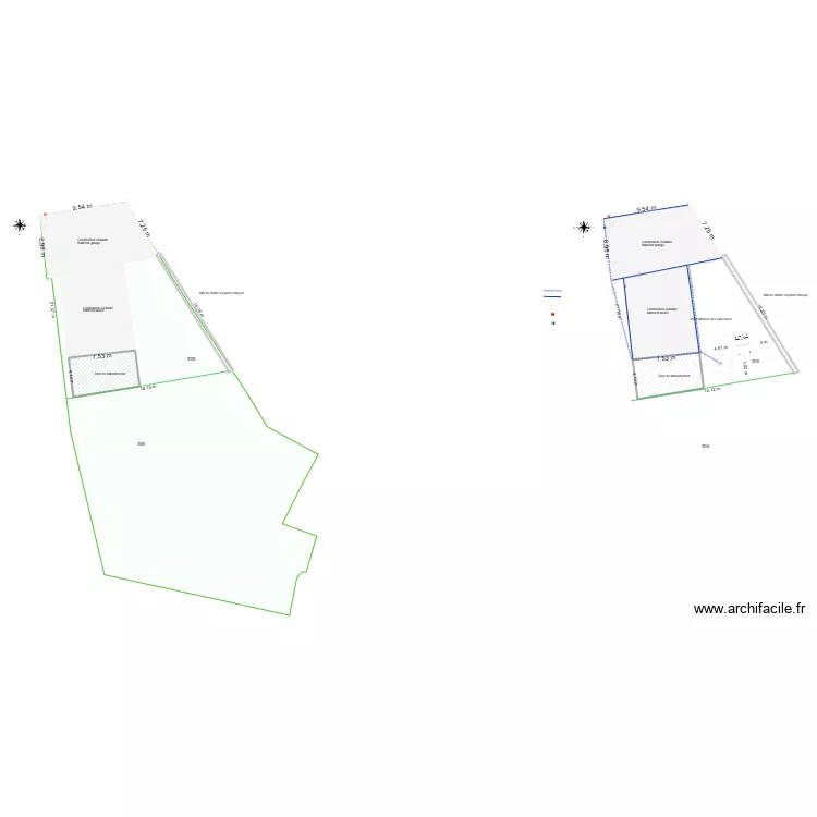 plan-de-masse. Plan de 4  et 312 m²
