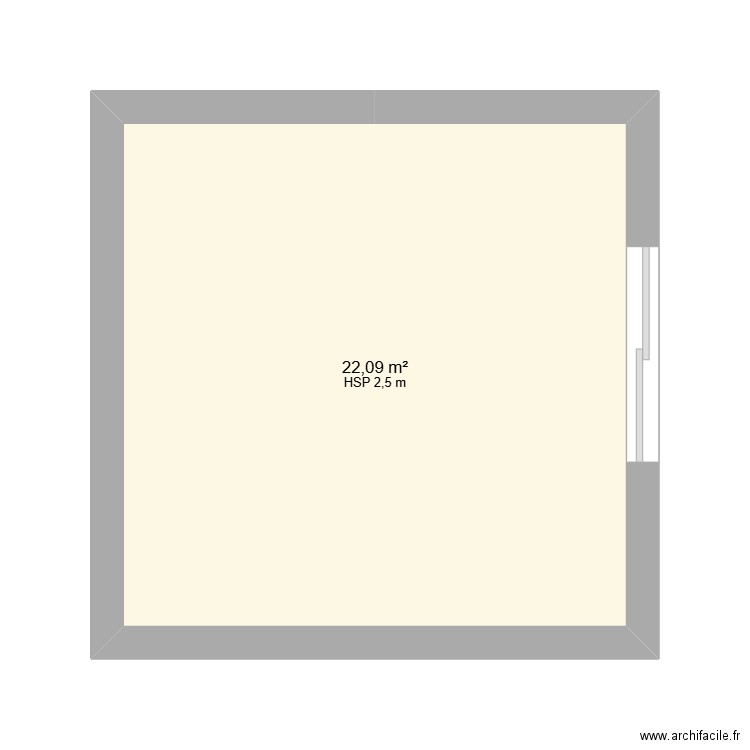 test. Plan de 1 pièce et 22 m2