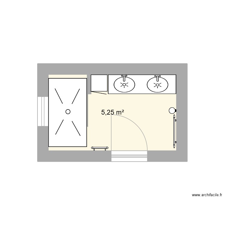 salle de bain. Plan de 1 pièce et 5 m2