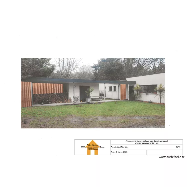 Fa&ccedil;ade Sud Etat futur. Plan de 