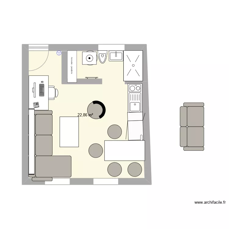 f2 new. Plan de 1 Pièce et 23 m² f2 new. Plan de 1 Pièce et 23 m²
