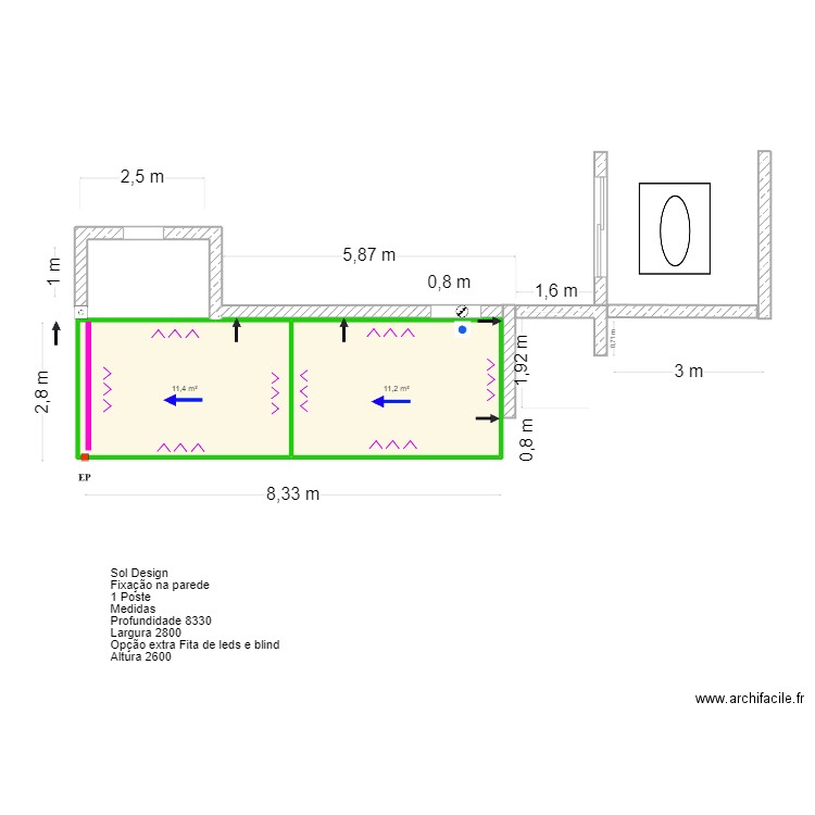 Steven Oxley. Plan de 2 pièces et 23 m2