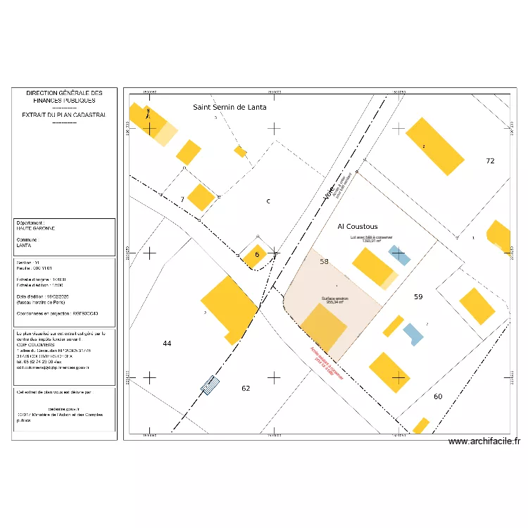 PLAN DIVISION M NOIROT. Plan de PLAN DIVISION M NOIROT. Plan de