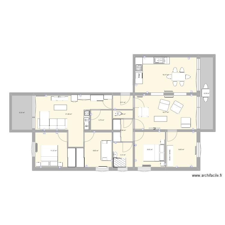 cruseilles. Plan de 14 pièces et 131 m2