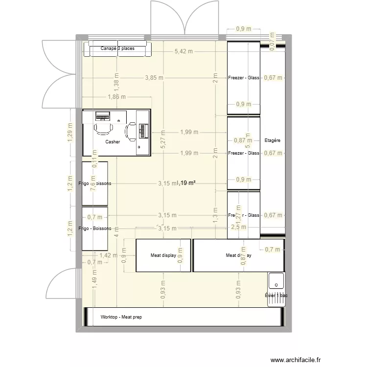 BOUCHERIE SIKAMA. Plan de 1 et 41 m² BOUCHERIE SIKAMA. Plan de 1 et 41 m²
