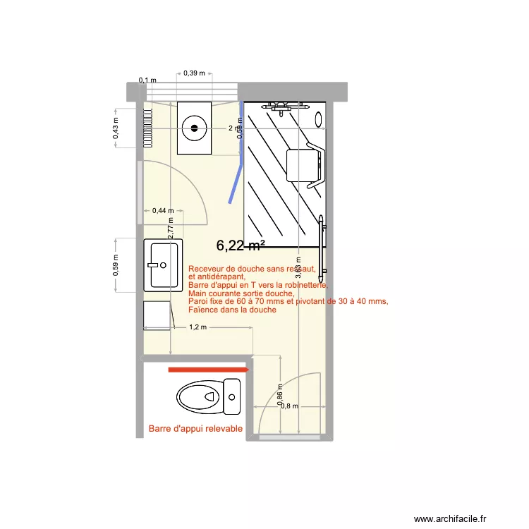 Bordy Ap. Plan de 1  et 6 m²