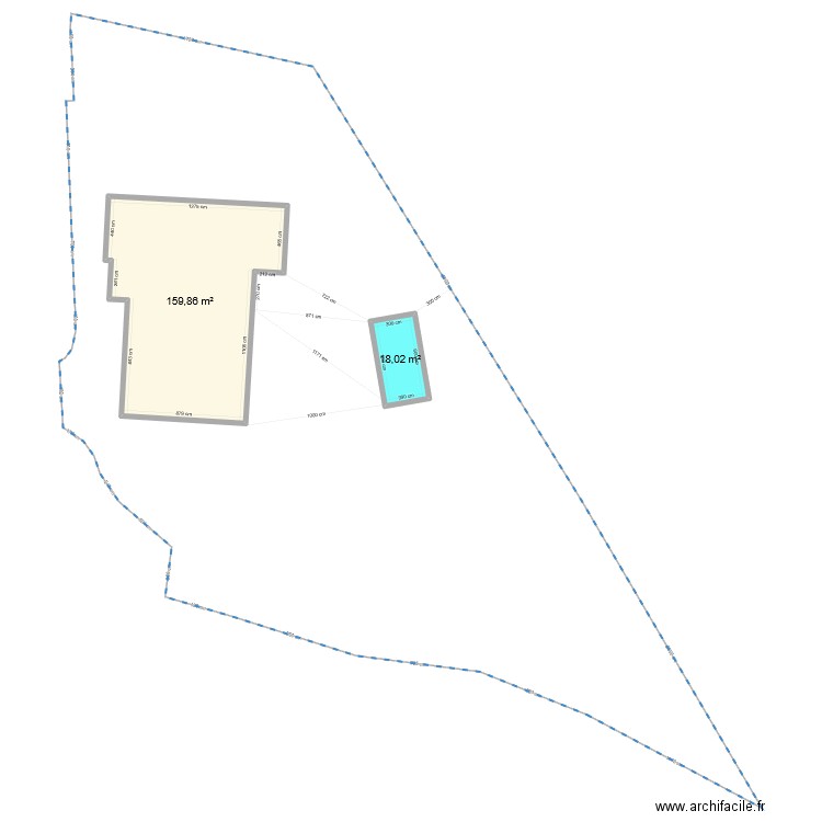 Cazilhac. Plan de 2 pièces et 178 m2