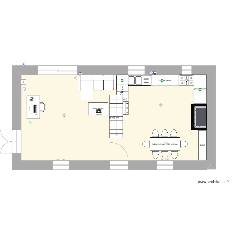 Mazergue elec. Plan de 1 pièce et 58 m2
