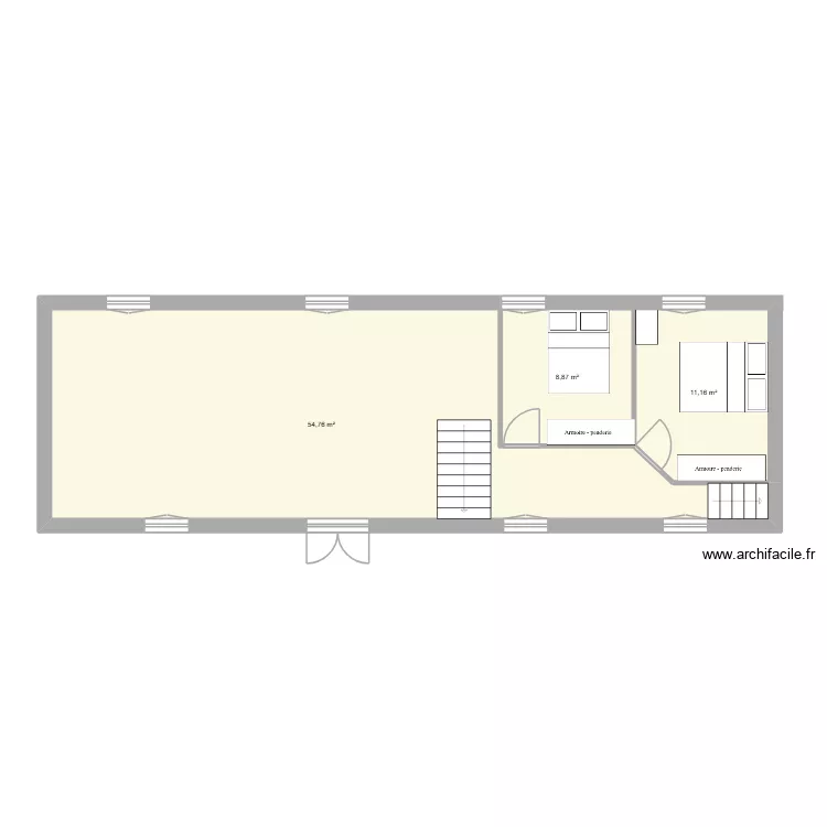 angles 2. Plan de 3  et 75 m²