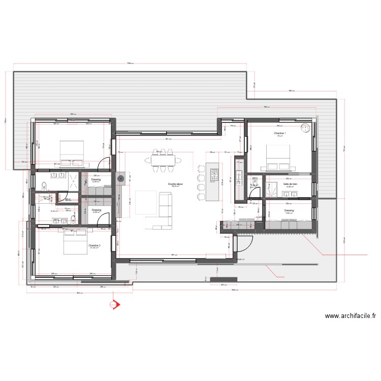 Cabane bord de mer. Plan de 16 pièces et 551 m2