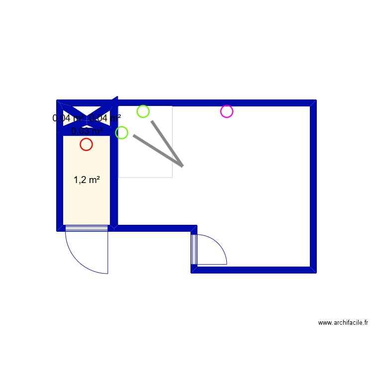 sdb. Plan de 4 pièces et 1 m2