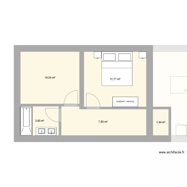 JDB1. Plan de 14  et 126 m²