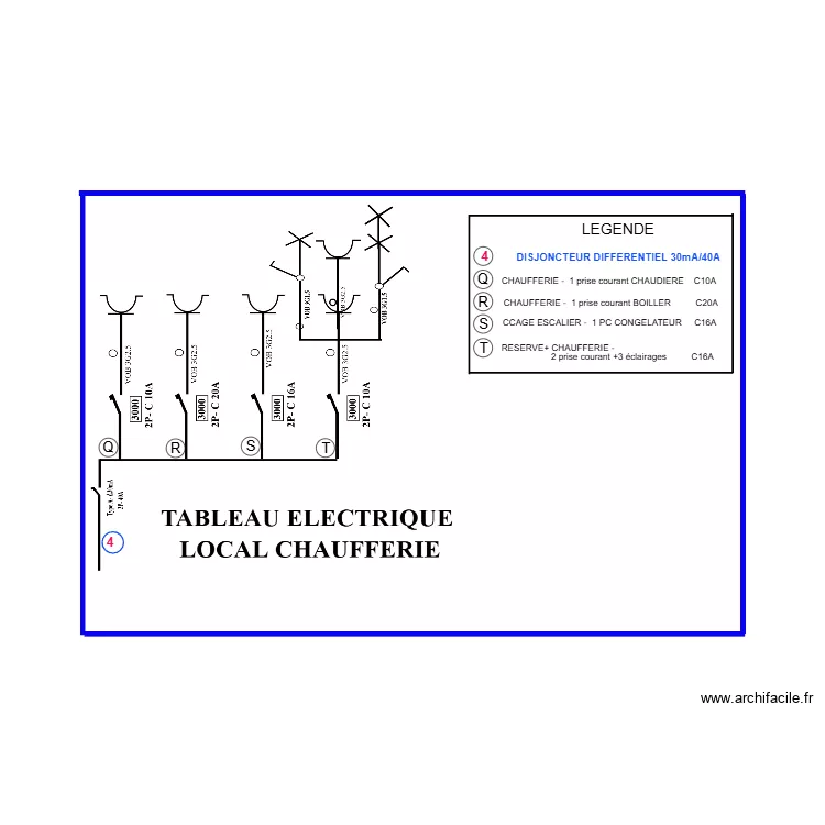 plan unifilaire Uccle chaufferie. Plan de 