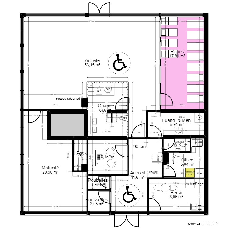 92 PUTEAUX projet pmi modif. Plan de 14 pièces et 148 m2