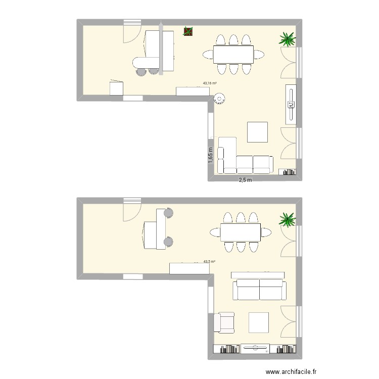 Achenheim. Plan de 2 pièces et 87 m2