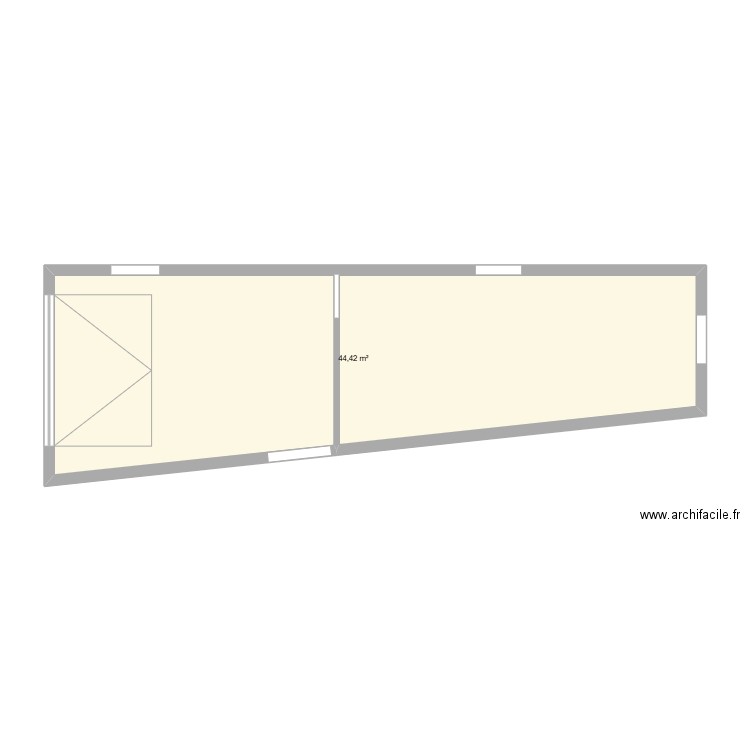 selier. Plan de 1 pièce et 44 m2