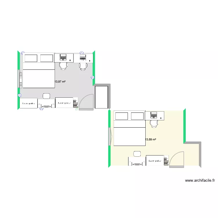 chambre maelys. Plan de 2  et 28 m²