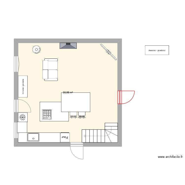 Piece principale Montaboeuf 2. Plan de 1 pièce et 39 m2