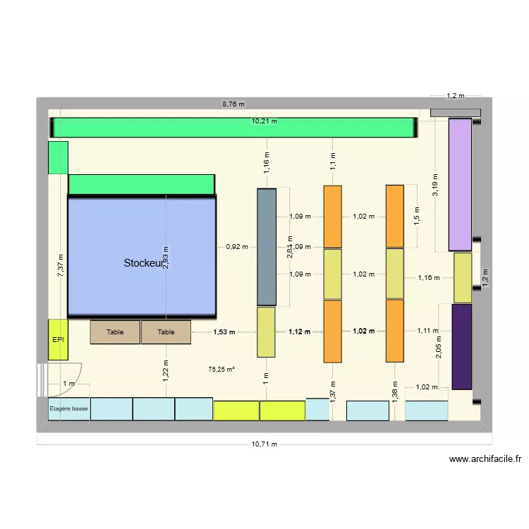 Magasin MAINTENANCE 2. Plan de 1  et 75 m²