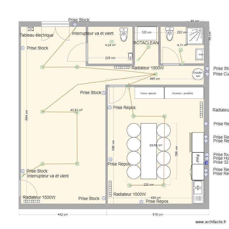 Plan Repos/Stockage. Plan de 4 pièces et 81 m2