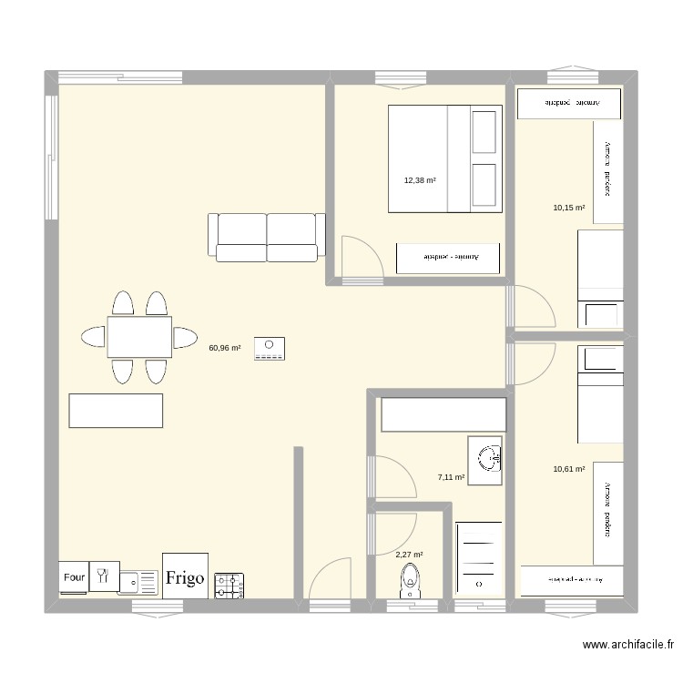 mono 2. Plan de 6 pièces et 103 m2