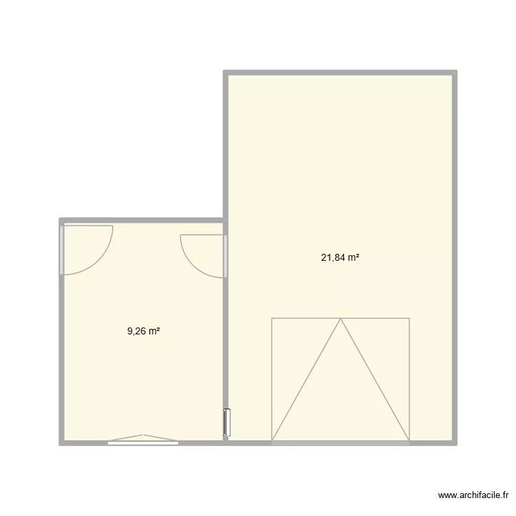 Plan Rez de Chaussée. Plan de 2 Pièces et 31 m² Plan Rez de Chaussée. Plan de 2 Pièces et 31 m²