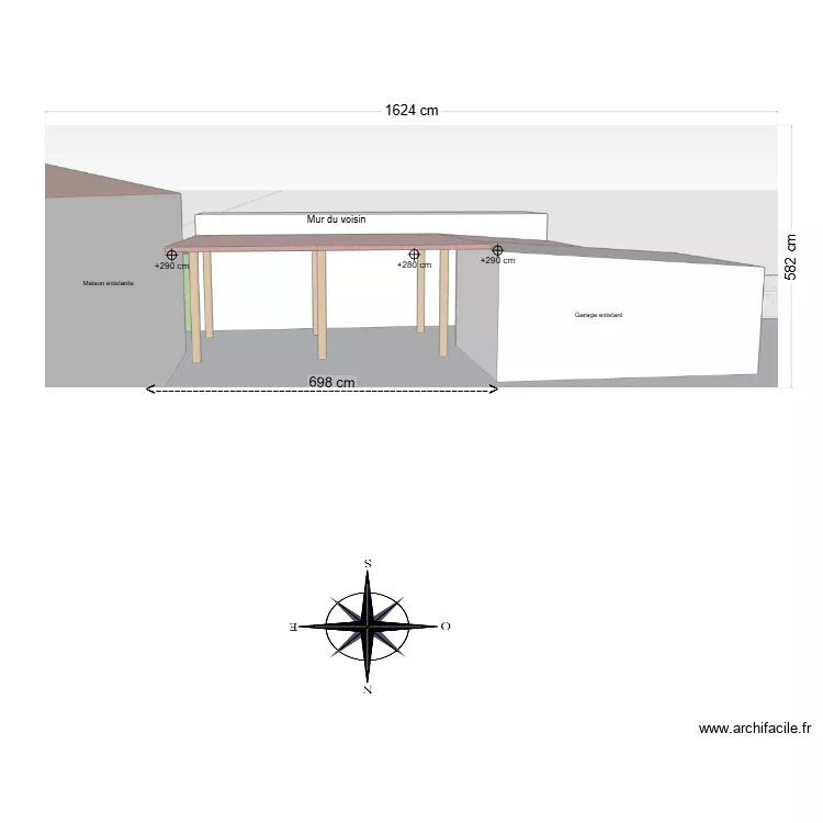vue de face Carport. Plan de vue de face Carport. Plan de