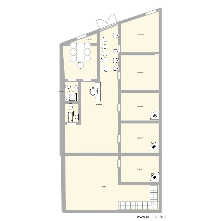 la deliv. Plan de 12 pièces et 181 m2