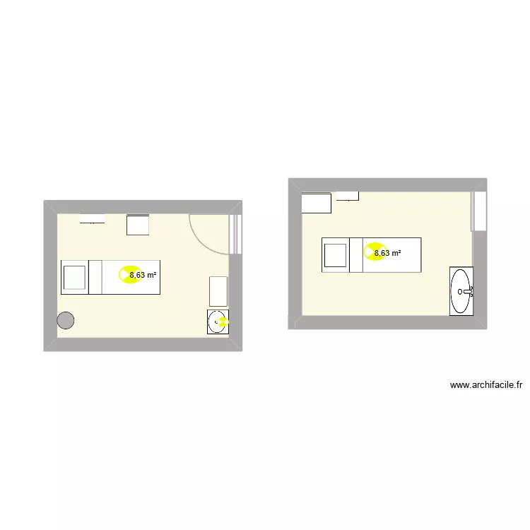 Cabines soin corps. Plan de 