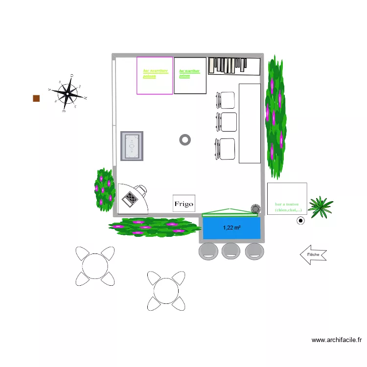 LE BISTROT DE CHARLIE. Plan de 1  et 1 m²