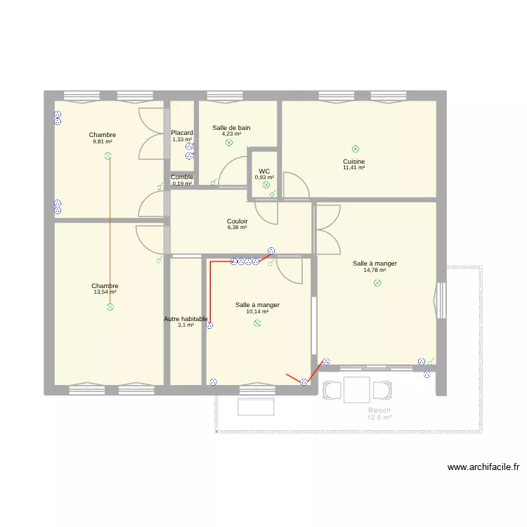 Etage 334. Plan de 11  et 76 m²