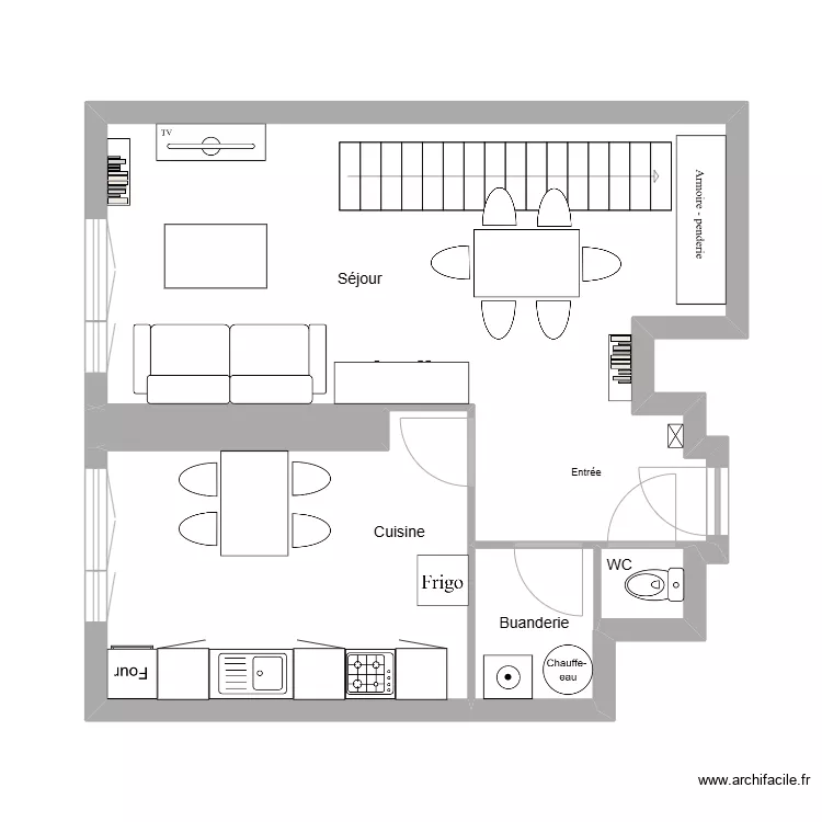 Marquegnies rdc meubl&eacute;. Plan de 