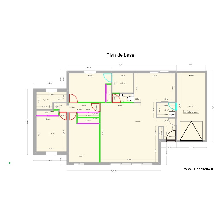 Plan de base pour plombier. Plan de 15 pièces et 277 m2