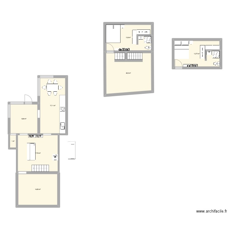 maison réno. Plan de 7 pièces et 91 m2