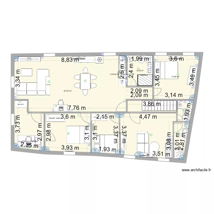 ETAGE 1 FINAL. Plan de 5  et 104 m²