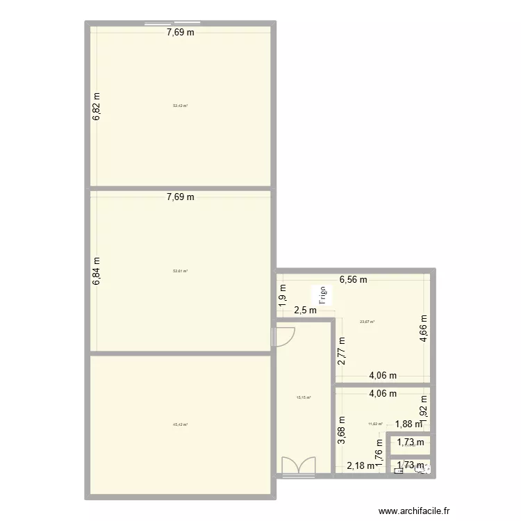 boucherie. Plan de 8  et 203 m²