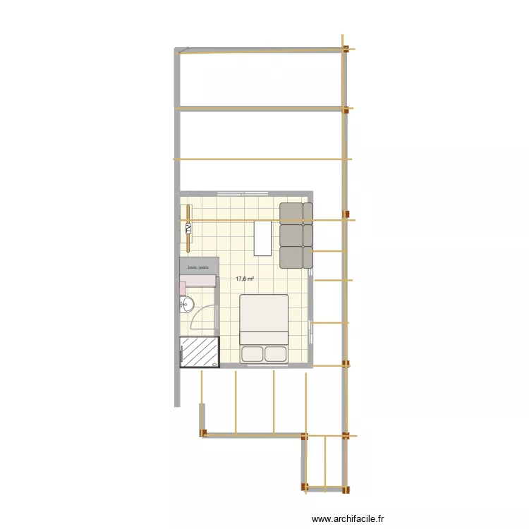 BRESIL 2. Plan de 1 Pièce et 18 m² BRESIL 2. Plan de 1 Pièce et 18 m²