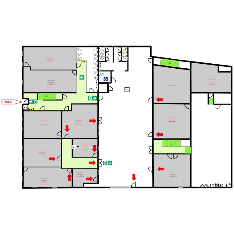 Olivier rdc général PPMS attentat. Plan de 30 pièces et 8106 m2