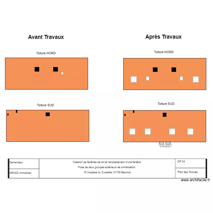 Toiture . Plan de 