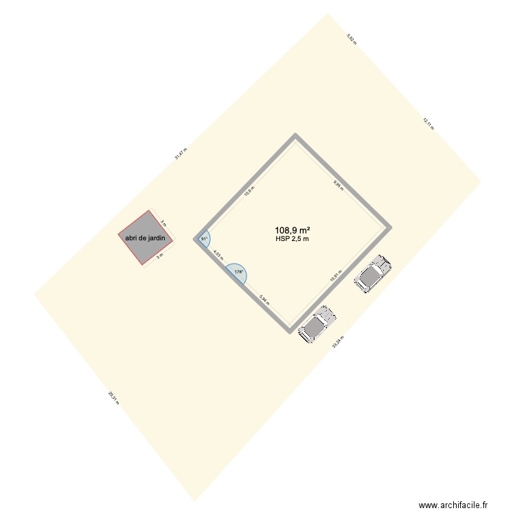 plan de masse. Plan de 1 pièce et 109 m2