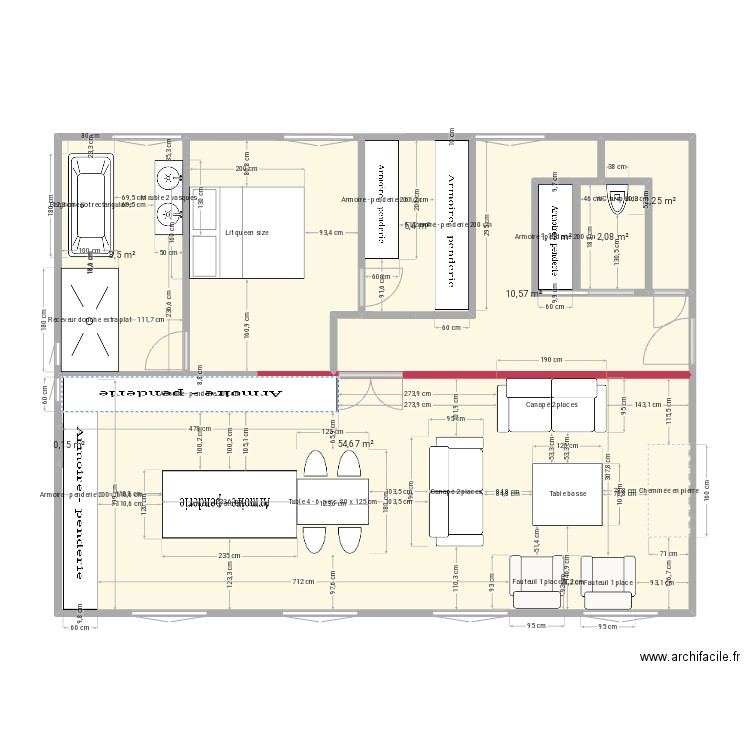 Maidon rdc. Plan de 8 pièces et 85 m2