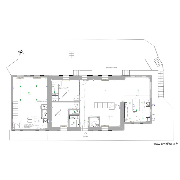 projet aménagement rdc version3. Plan de 2 pièces et 14 m2