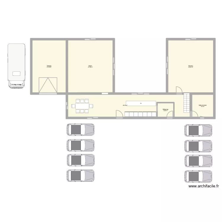 WAF BUREAU. Plan de 6  et 173 m²