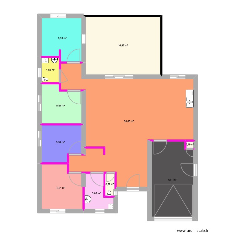 maison BBC. Plan de 11 pièces et 97 m2