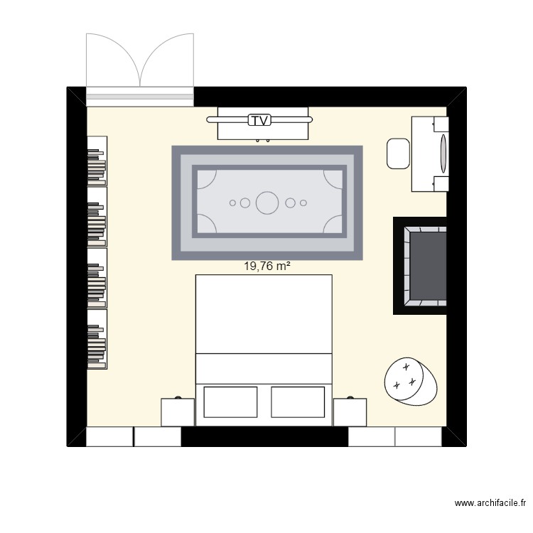 chambre noeline. Plan de 1 pièce et 20 m2
