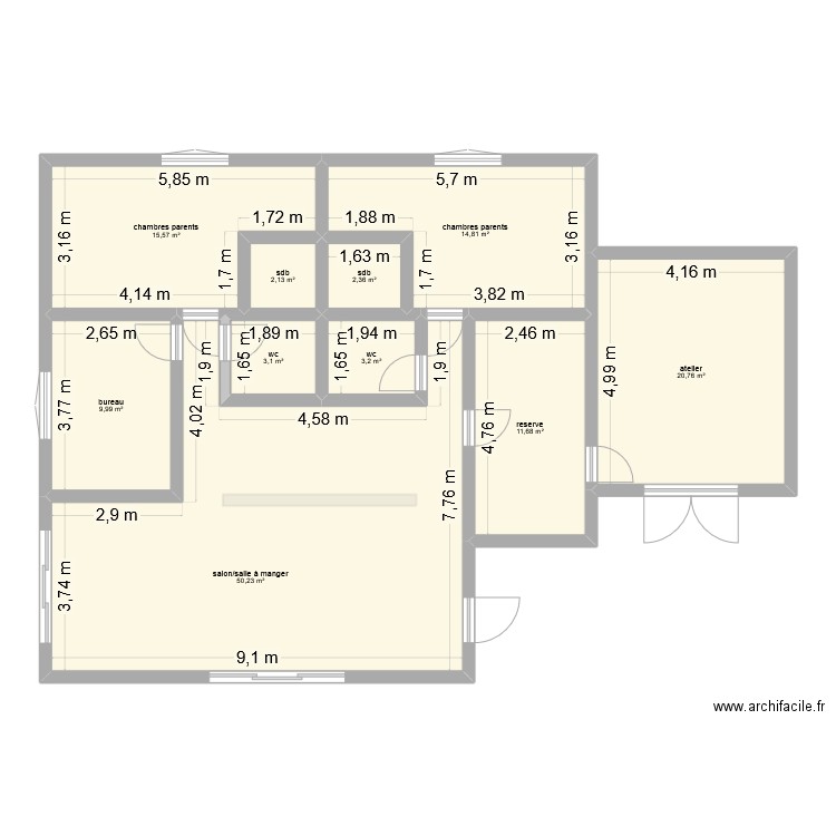 maison bois 1. Plan de 10 pièces et 134 m2