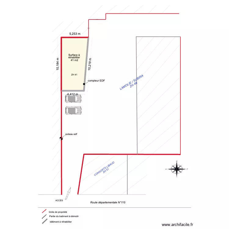 plan de masse grange avec parking. Plan de 